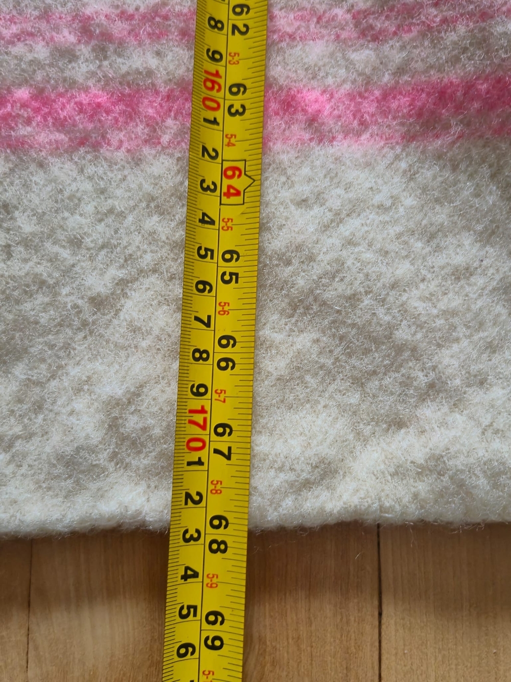 Vintage Mid-Century Mohair Wool Blend Blanket Throw – Pink Stripes 44" x 68" - Picture 11 of 11